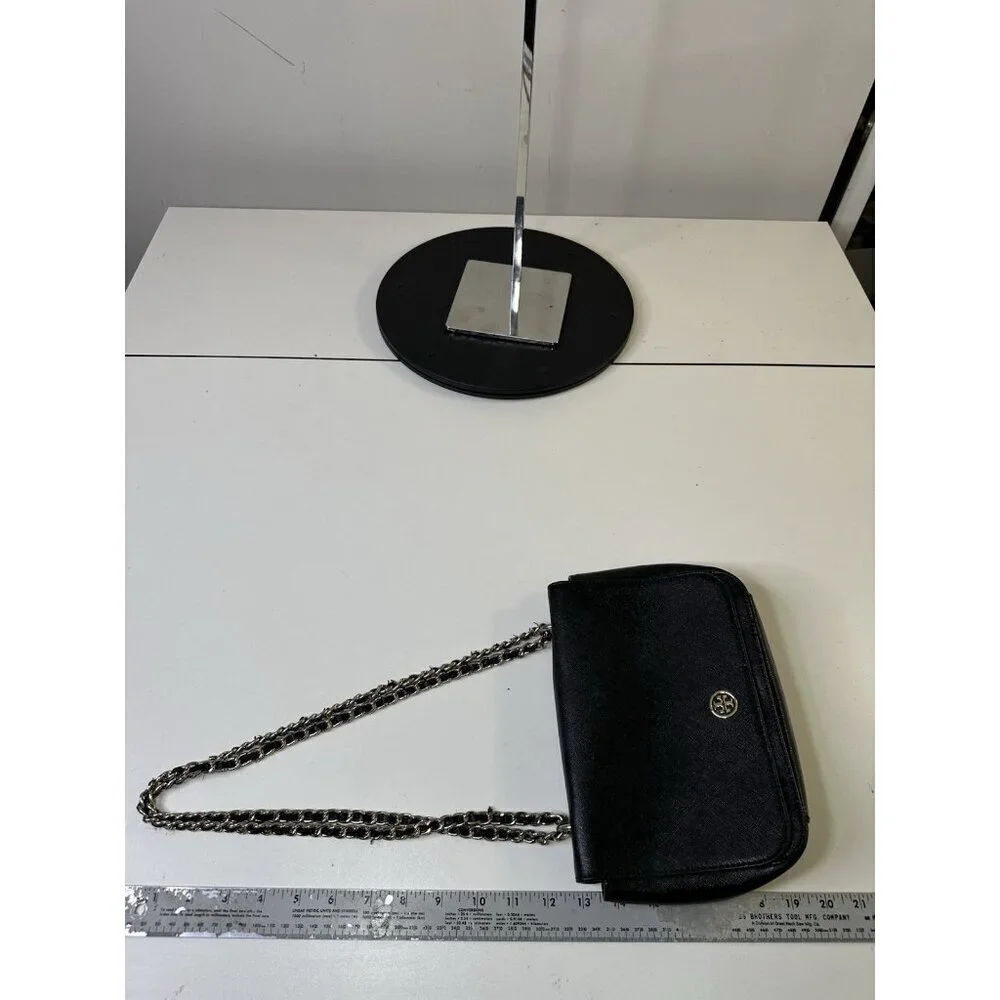 Tory Burch Shoulder Bag Chain Strap Saffiano Black
